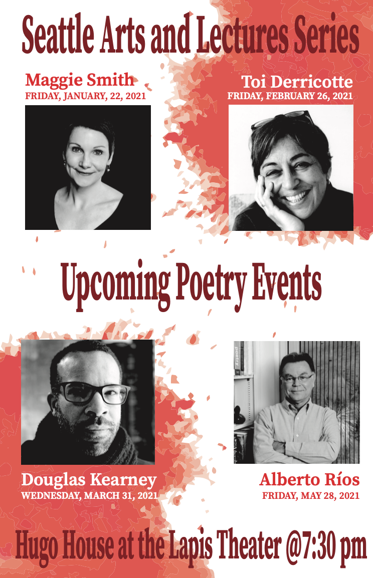 One of my posters that shows 4 poets participating in the Seattle Art and Lecture Series, along with where and when info.